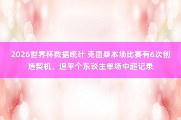 2026世界杯数据统计 克雷桑本场比赛有6次创造契机，追平个东谈主单场中超记录