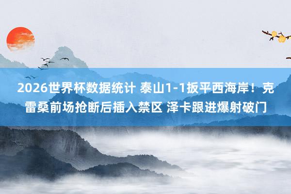 2026世界杯数据统计 泰山1-1扳平西海岸！克雷桑前场抢断后插入禁区 泽卡跟进爆射破门