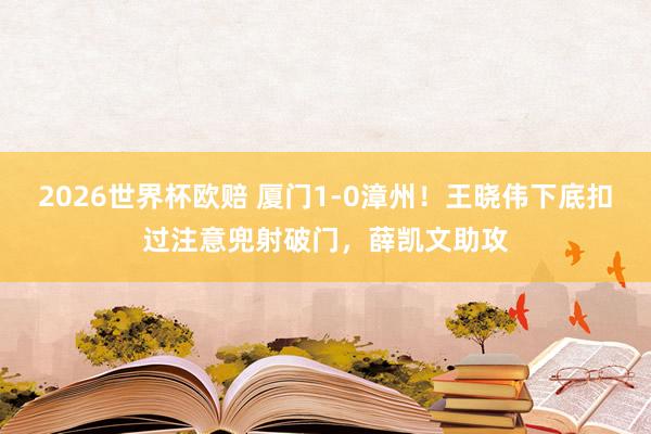 2026世界杯欧赔 厦门1-0漳州！王晓伟下底扣过注意兜射破门，薛凯文助攻