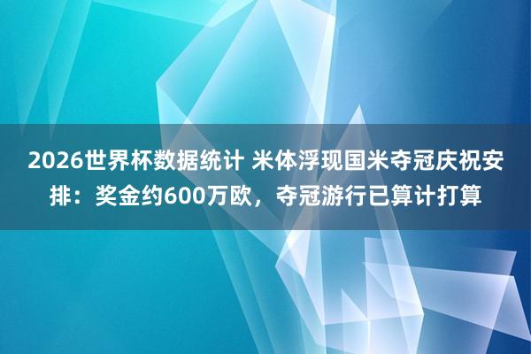 2026世界杯数据统计 米体浮现国米夺冠庆祝安排:奖金约600万欧,夺冠游行已算计打算