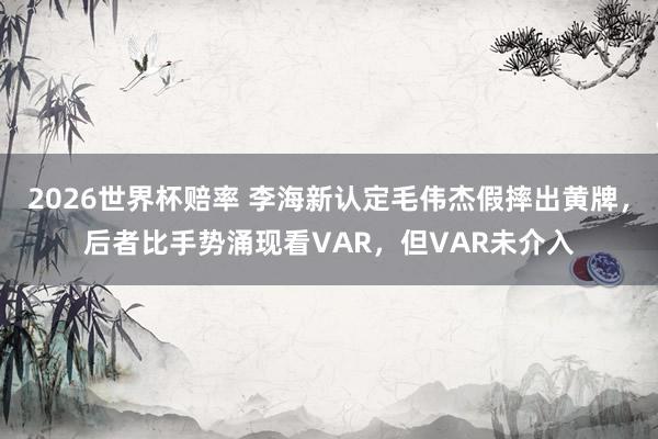 2026世界杯赔率 李海新认定毛伟杰假摔出黄牌，后者比手势涌现看VAR，但VAR未介入