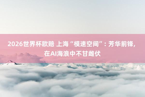 2026世界杯欧赔 上海“模速空间”: 芳华前锋, 在AI海浪中不甘雌伏