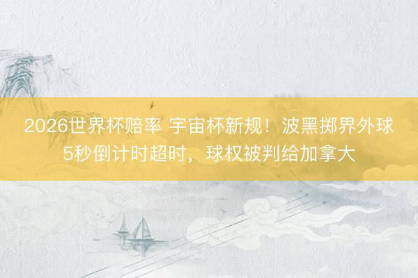 2026世界杯赔率 宇宙杯新规！波黑掷界外球5秒倒计时超时，球权被判给加拿大