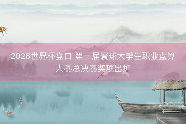 2026世界杯盘口 第三届寰球大学生职业盘算大赛总决赛奖项出炉