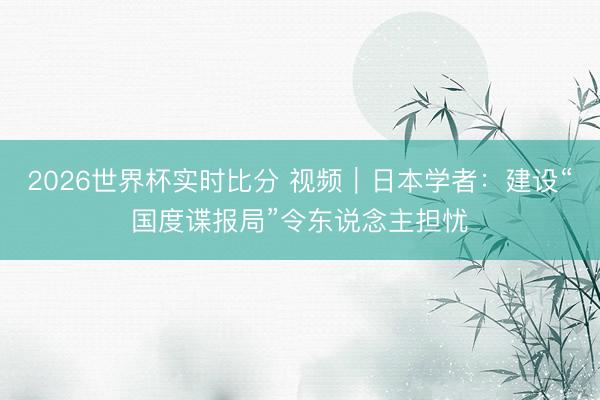 2026世界杯实时比分 视频｜日本学者：建设“国度谍报局”令东说念主担忧