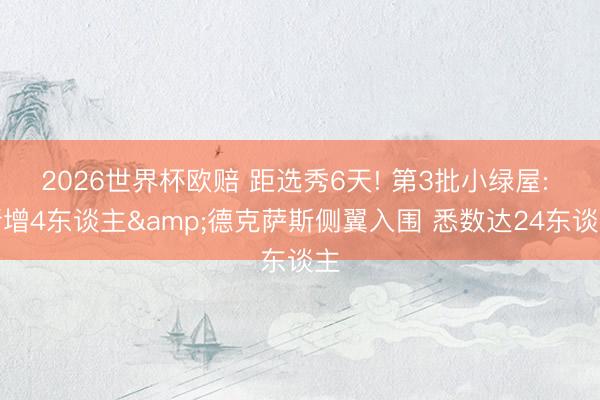 2026世界杯欧赔 距选秀6天! 第3批小绿屋: 新增4东谈主&德克萨斯侧翼入围 悉数达24东谈主